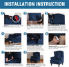  Super Stretch Velvet Slip Resistant Stylish Wingback Chair Slipcover  with Elastic Bottom(Dark Blue)