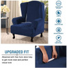  Super Stretch Velvet Slip Resistant Stylish Wingback Chair Slipcover  with Elastic Bottom(Dark Blue)
