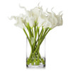20 Pieces Artificial Real Touch Lilies Flower Arrangement in  Glass Vase With Faux Water(White)