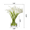 20 Pieces Artificial Real Touch Lilies Flower Arrangement in  Glass Vase With Faux Water(White)