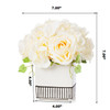 Mixed Silk Hydrangea and Rose Flower Arrangement in White Ceramic Pot(Beige)