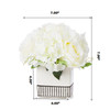 Mixed Silk Hydrangea and Rose Flower Arrangement in White Ceramic Pot(Cream)