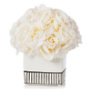 18 Heads Silk Rose Flower Arrangement in White Ceramic Pot(Cream)