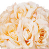 18 Heads Silk Rose Flower Arrangement in White Ceramic Pot(Peach)