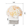 18 Heads Silk Rose Flower Arrangement in White Ceramic Pot(Cream Beige)