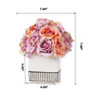 18 Heads Silk Rose Flower Arrangement in White Ceramic Pot(Purple Beige)