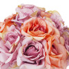 18 Heads Silk Rose Flower Arrangement in White Ceramic Pot(Purple Beige)