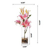 3 Large Heads Artificial Real Touch Lilies Flower Arrangement in  Glass Vase With Faux Water and River Rock(Pink)