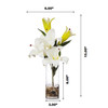 3 Large Heads Artificial Real Touch Lilies Flower Arrangement in  Glass Vase With Faux Water and River Rock(Cream)