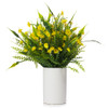 Artificial Mixed Floral Arrangement in White Ceramic Vase(Yellow)