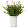 Artificial Mixed Floral Arrangement in White Ceramic Vase(Purple)
