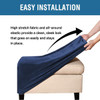  One Piece Extra Large Removable Stretch Velvet Fabric Ottoman Slipcover with Elastic Bottom(Dark Blue)