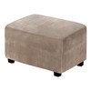 One Piece Extra Large Removable Stretch Velvet Fabric Ottoman Slipcover with Elastic Bottom(Taupe)
