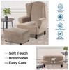 One Piece Extra Large Removable Stretch Velvet Fabric Ottoman Slipcover with Elastic Bottom(Taupe)