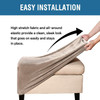 One Piece Extra Large Removable Stretch Velvet Fabric Ottoman Slipcover with Elastic Bottom(Taupe)