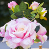 3 Large Silk Roses Flower Arrangement in Clear Glass Vase With Faux Water(Pink)