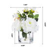 3 Large Silk Roses Flower Arrangement in Clear Glass Vase With Faux Water(White)