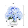  Artificial Silk Hydrangea Flower Arrangement in Cube Glass Vase With Faux Water(Blue)