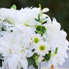 Mixed Artificial Dahlia Flower Arrangement in Cube Glass Vase With Faux Water(Cream)