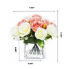 18 Heads Silk Roses Flower Arrangement in Clear Glass Vase With Faux Water(Cream Pink)