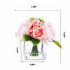 Mixed Artificial Roses Flower Arrangement in Cube Glass Vase With Faux Water(Pink)