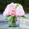 Mixed Artificial Roses Flower Arrangement in Cube Glass Vase With Faux Water(Pink)