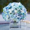  Artificial Silk Hydrangea Flower Arrangement in Cube Glass Vase With Faux Water(Aqua)