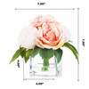Mixed Artificial Rose Peony and Hydrangea Flower Arrangement in Cube Glass Vase With Faux Water(Pink)