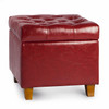 Fair 18 Inches Modern Elegant Leather Square Storage Ottoman(Wine)