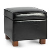 Nova 18 Inches Modern Elegant Leather Square Storage Ottoman(Black)