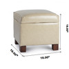 Nova 18 Inches Modern Elegant Leather Square Storage Ottoman(Beige)