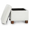  Nova 18 Inches Modern Elegant Leather Square Storage Ottoman(Cream)