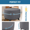 Round Ottoman Slipcover Footstool Protector Covers Storage Stool Ottoman Covers Stretch with Elastic Bottom(Grey)