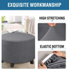 Round Ottoman Slipcover Footstool Protector Covers Storage Stool Ottoman Covers Stretch with Elastic Bottom(Grey)