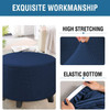 Round Ottoman Slipcover Footstool Protector Covers Storage Stool Ottoman Covers Stretch with Elastic Bottom(Dark Blue)