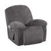 Real Velvet  Spandex  Recliner Chair Slipcover with Elastic Bottom Side Pocket(Grey)
