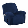 Real Velvet  Spandex  Recliner Chair Slipcover with Elastic Bottom Side Pocket(Dark Blue)
