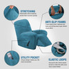 Real Velvet  Spandex  Recliner Chair Slipcover with Elastic Bottom Side Pocket(Peacock Blue)