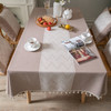 High Quality Rectangle Cotton and Linen Tablecloth with Tassels (Brown)