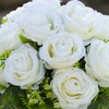 18 Heads Mixed Rose Flower Arrangement With Wood Planter(Cream)