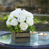 18 Heads Mixed Rose Flower Arrangement With Wood Planter(Cream)