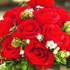 18 Heads Mixed Rose Flower Arrangement With Wood Planter(Red)