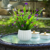 Mixed Artificial Mini Sunflower Arrangement in White Ceramic Pot( Purple)