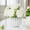 Mixed Artificial Rose Flower Arrangement in White Ceramic Pot( Cream)