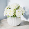 Mixed Artificial Rose Flower Arrangement in White Ceramic Pot( Cream)