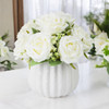 Mixed Artificial Rose Flower Arrangement in White Ceramic Pot( Cream)