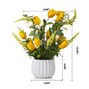 Mixed Artificial Tulip Flower in White Ceramic Pot(Yellow)
