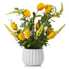 Mixed Artificial Tulip Flower in White Ceramic Pot(Yellow)