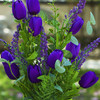 Mixed Artificial Tulip Flower in White Ceramic Pot(Purple)