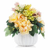 Daisy and Mixed Flower Arrangements in White Ceramic Pot(Yellow Green)